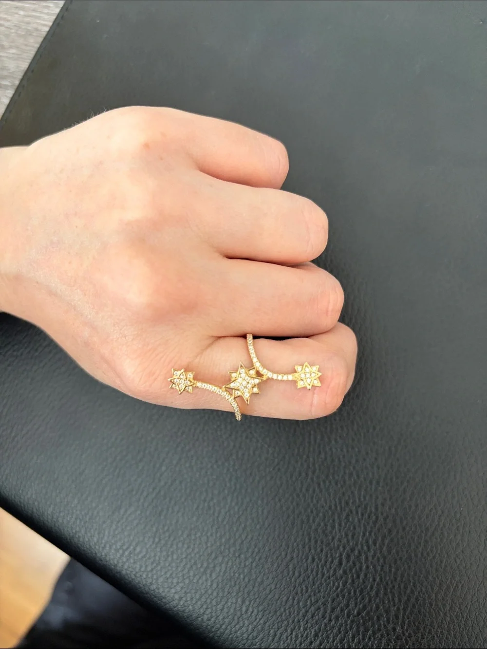 Gold Star Triple-Row Ring - Women Jewelry